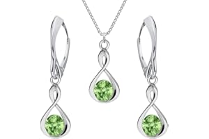 PANDA LUXURY JEWELLERY Schmuckset für Damen Unendlichkeit Ohrringe Silber 925 Hängend Kette Damen mit Anhänger Schmuck Set für Sie mit Kristallen Infinity Ohrringe Hängend und Halskette Mädchen Geschenk Handmade: ohrringe