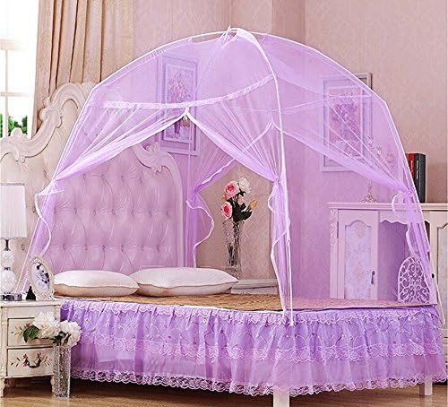 Gift ! Princess Hight QC Bed Canopy Mosquito Netting Tent (Double, Purple)