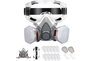 Halvmask med skyddsglasögon 20 utbytbara filter färg-och dammskyddsset