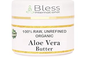 BLESS INTERNATIONAL Burro organico Raw Aloe Vera 100% puro, naturale e non refined| idratante per viso, corpo e capelli | 8 OZ/230 GM Avory/White Grade A | Creams, balms, lozioni, soaps | Soft Dry & Tough Skin