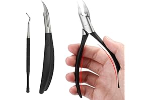 DIFISTIK Toenail Clippers for Ingrown Toenail Tool,Toe Nail Clippers for Thick Nails,2pcs Professional Thick & Ingrown Toe Nail Clippers Pusher Kit for Men & Seniors with Case (Black)