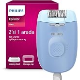 Philips Epilasyon Cihazı, Taşınabilir Kompakt Tasarım, LED Işıklı Yıkanabilir Başlık, Masaj ve Tıraş Başlığı, Peeling Eldiven