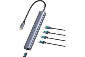 SELORE&S-GLOBAL Hub vidéo USB C Type C 10 Gbps 5 en 1 Adaptateur USB C avec écran Vidéo 4K @ 60 Hz et Données 10 Gbps, 3 Ports de Données Type C 3.1 Gen2, 100 W PD pour MacBook Pro/Air M2 M1, Dell, HP
