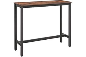VASAGLE Mesa de Bar, Mesa de Cocina Rectangular Estrecha, Mesa Alta con Marco de Metal Robusto, 120 x 40 x 100 cm, Montaje Sencillo, Diseño Industrial, Marrón Rústico y Negro LBT12X