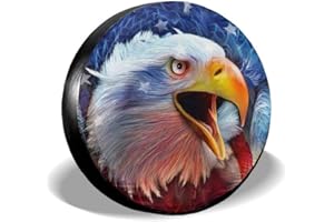 Hokdny Reserveradabdeckung, Radreifenabdeckung, 60-69cm Radabdeckung Wetterfest Reifenschutz Schmutzfest Universal Ersatz Reifen Abdeckung für LKW SUV RV (Amerikanische Flagge Adler 13)