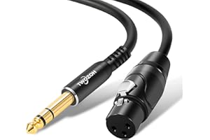 Twozoh Cavo XLR Femmina a 6.35 mm 1M, Jack 6,35mm Stereo TRS Bilanciato Maschio a XLR Femmina per microfono (Profesional/Hifi)