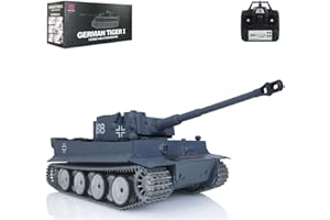 wheelfun Heng Long 1/16 7.0 Tiger I RTR RC Tank 3818 W/Barril Retráctil Metal Track Wheels Torreta Rotación 360° Ruedas tensoras de metal Infrarrojo Combat Light Sound, TH17244-AMZUS2-1
