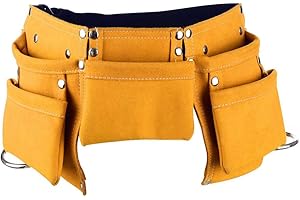 MYCreator Multi-Pockets Kids Tool Belt, Children's Leather Tool Belt Construction Tool Pouch Bag Apron with Adjustable Strap for Boys Girls Costumes Dress Up Role Play (Yellow)