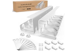 Oududianzi 2PCS White Minimalist Cable Duct Under Desk Cable Management Tray - 43cm