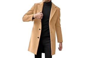 POIUIYQA Abrigo De Lana CáLido Para Hombre, Abrigo De Invierno, Chaqueta De Hombre, Abrigo Largo, Corte Ajustado, Abrigo De Lana, Abrigo De Entretiempo, Gabardina De Invierno, Chaqueta Larga Para El