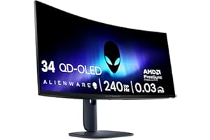 Alienware 34 Écran PC Gaming - AW3425DW, WQHD (3440x1440), 21:9 1800R Incurvé, 240Hz, QD OLED, 0.03ms, Compatible NVIDIA G-Sync, AMD FreeSync Premium Pro, HDR True Black 400, USB-C, Garantie 3 Ans