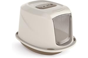 MEDIAWAVE STORE 10586 Maison de toilette pour chats GALAXY 45x36x31,5 cm avec palier pour nettoyer le poil (Beige)