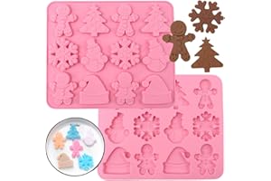Orapink 1 Molde de Silicona de Chocolate para Navidad, árbol de Navidad, copos de nieve, muñeco de nieve y sombrero de Navidad, moldes de chocolate 3D para hornear de vacaciones