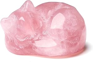 ‎XIANNVXI XIANNVXI Rosenquarz Stein Katzen Geschenke für Frauen Katze Rosa Deko Rosenquarz Kawaii Katze Geschenk für Katzenliebhaber Lucky Cat