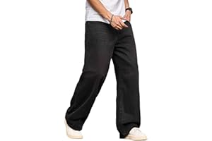Zewool Mens Baggy Hip Hop Jeans Wide Leg Skater Jeans Casual Loose Fit Denim Pants Streetwear