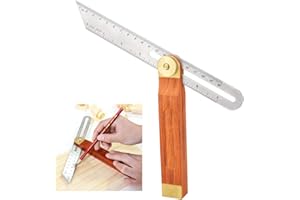 Favengo Falsa Escuadra Carpintero Herramienta de Medición Escuadra de Carpintero 9”/ 230 mm Cuadrados de Carpintería Bisel Deslizante Ajustable Herramienta para Medir, Gire 360 Grados, Mango de Madera