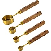 Measuring Cups, Stackable Measuring Cups and Spoons Set, Gold, 4 Pieces | Measuring Spoons with Handle for Baking, Measuring
