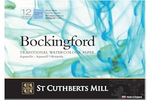 BOCKINGFORD St Cuthberts Mill Bockingford Aquarellpapier T4713000101AF: 300 g/m², Feinkorn, Aquarellblock 29,7 x 42 cm (DIN A3), einseitiggeleimt, 12 Blatt, Weiß