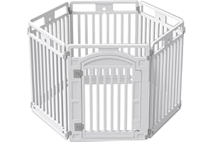 Gupamiga Puppy Playpen, foldable dog playpen with door, puppy enclosure for apartment, sturdy and smooth, easy installation,(130x65x80cm). (White)