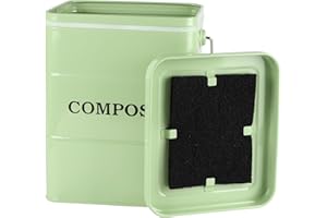 ZOEQIDE Composteur Cuisine 6L avec Couvercle Étanche et Filtre Charbon – Poubelle Compost Cuisine en Acier au Carbone Anti-Odeurs – Bac Composteur Intérieur Compact pour Comptoir, Facile à Nettoyer, Vert