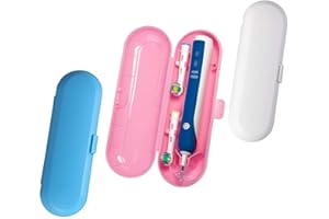 Tangger 3 Stück elektrische zahnbürste etui Reise zahnbürste etui hülle für zahnbürste reiseetui oral b zahnbürsten behälter zahnbürsten Box zahnbürstenbox Zahnbürstenkoffer(Blau, Rosa, Weiß)