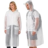 Aolegoo EVA Raincoat - Unisex Reusable Rain Poncho with Hood, 2 Pockets and Storage Bag for Festivals, Camping and Hiking