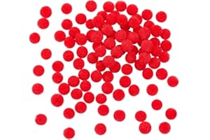PH PANDAHALL PandaHall - Lot de 100pcs Laine Ronde a Pompons Perles Boule Pompons Doux et Lisses Pompons pour l'art et l'artisanat, Rouge, 10mm