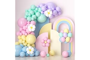 AIOZX Arche Ballon pastel,136pcs ensemble de guirlandes de ballons avec guirlande de ballons pastel, décoration de ballons marguerite pour anniversaire fête prénatale douche nuptiale mariage