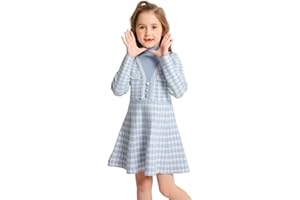 SMILING PINKER Filles Robe Col Montant Pied Poule Robes Tricot