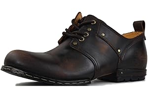 OSSTONE Stivali da moto per uomo Woody Browm Caviglia camminare moda Lace-Up Pelle Chukka Stivali Uomo Scarpa Casual OS-6015-1-C-R