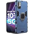TheGiftKart Tough Armor Redmi Note 10T 5G Bumper Back Case Cover | Ring Holder & Kickstand in-Built | 360 Degree Protection Back Case Cover for Redmi Note 10T 5G (PC, TPU | Greyish Blue)