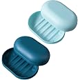 2 Portasapone Da Viaggio Con Coperchio Ermetico – Contenitori Impermeabili Per Doccia E Bagno – Colori Nero E Blu