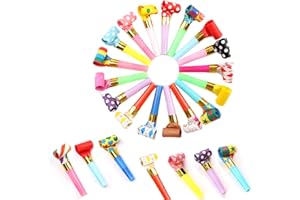 XPEX 25PCS Souffleur de Fête Multicolore, Jouet de Sifflet de Corne de Souffleur de Fête pour Enfants Halloween, Sifflet Anniversaire EnfantRemise des Diplômes, Noël