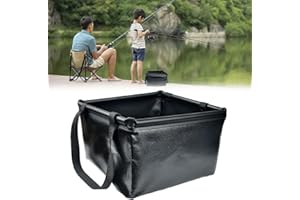 SLTAXAR Cubo Plegable Camping 15L, Cubo Plegable para Pescar, cubo Plegable Camping Negro, Cubo de Agua Plegable Portátil, contenedor de Agua Plegable para Jardín Viajes Senderismo Pesca