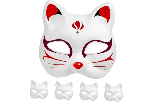 Ipetboom 5 St Kattmasker i Papper för Målning Halv Ansiktsdjurmasker för Maskerader Pyssel Lättviktiga Bekväma för Fest Teaterscenarier