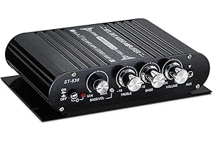 XRLUC Mini Bluetooth Amplifier Bass 2.1 Channel with Subwoofer Out, 400W Peak Powerful Audio Stereo Hi-Fi 12V Digital Class Music for Passive Speaker PC TV Phone Car Vehicle (Power Supply NOT Include)