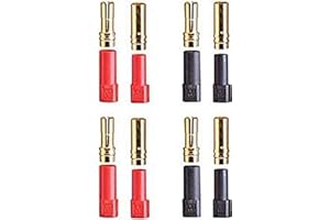 YUNIQUE GREEN-CLEAN-POWER - Connettori XT150 Maschio-Femmina 4 Paia per Batterie Rc Lipo | Plugs Oro 6mm | Compatibile 8AWG | Resistente Alta Temperatura, Rosso Nero, Plastica