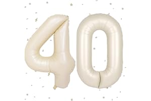 UDRKFOPK Beige Luftballon 40,Zahlen Luftballon Beige,40 Zoll Creme Weiß Folienballon 40,Beige Zahlenballon 40 Helium Ballon Luftballon 40 Geburtstag für Geburtstagsdeko Frau Mann Jubiläum Party Deko