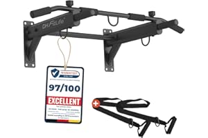 DH FitLife 4-in-1 Pull Up Bar Wall Mounted | Multifunctional Chin-Up Bar with Expansion Anchors for Home Gym | 6 Non-Slip Grips | 3 Hooks for Punch Bag & Suspension Trainer | Supports up to 200 kg