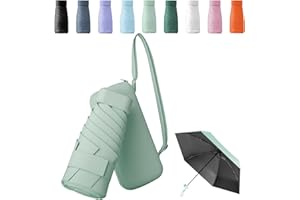 SYKEROUT Pendenza Ombrello Piccolo, Mini Ombrello Tascabile, Ombrello Da Viaggio Da Viaggio Pioggia e Sole Piccolo Compatto Ombrello Da Donna Piccolo Ombrello Anti-Uv Per Pioggia Con cinghie