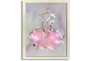 Mad Ally Kids Light-Up Wall Decor - Illuminating Decor with Built-in Timer Function | Battery Operated LED | Ballerina Room Decor | Ballet Enthusiast | Size 40cm x 30cm x 2.5cm | Tutu Design
