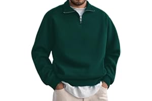 WINKEEY Sudaderas Hombres sin Capucha con Cuello Alto Sudadera con Media Cremallera Hombre Cuello Elevado Cómodas Casual Manga Larga Camiseta