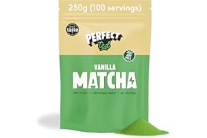 PERFECT TED PerfectTed Vanilla Bean Matcha Powder, Ceremonial Grade Japanese, Bulk Pack, Perfect for Sweet Lattes & Smoothies | Premium Matcha Fuel | Vegan | Gluten-Free (250g, Vanilla)