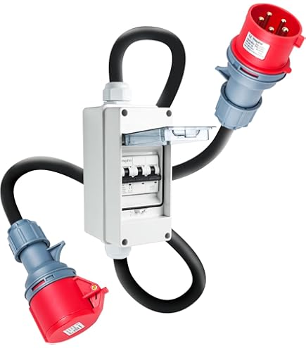 IGTOPS PCE blauwe adapter 16A naar 32A duurzame 16A-stekker naar 32A stekkeradapter -rubberen kabel -16 Amp Plug to 32 Amp Socket Adapter (1 m