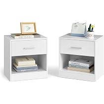 2 Tables De Chevet VASAGLE Avec Multiprise - 3 Tiroirs, 2 Prises CA + 2 USB - Blanc Nuage