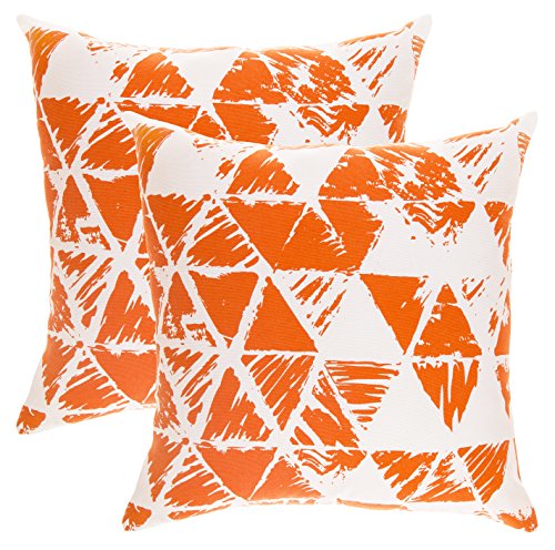 TreeWool®, (2er Pack) Ikat Dreieck Geometrische Design Baumwolle Dekoratives Kissenbezüg (Orange, 40 x 40 cm)