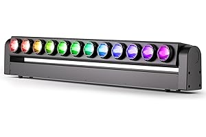 COOLIGHINE 12x20W RGBW LED Cabeza Movil Haz Wallwasher Luz, d-mx512(7/11/55CH)/Control Activo de Sonido Eje Y 180° Barra de Luz Profesional para Escenario Discoteca Fiesta Concierto