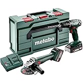 Metabo 685204500 Combo 2.4.3 BS 18 Ak&uuml;l&uuml; Matkap + W 18 L 9-125 Ak&uuml;l&uuml; Avu&ccedil; Taşlama Seti (1 adet 4.0 Ah 18V Ak&uuml; + 1 adet 2.0 Ah