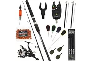 GENERIC Carp Fishing Starter Kit 8ft Stalker Rod, Reel, Bite Alarm & Tackle Set with Hair Rigs, Boilies, Sinkers & Accessories Combo
