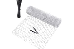 DEARLIVES Chicken Netting, 35cm x 4m Galvanized Hexagonal Fencing, Lightweight Chicken Wire Mesh with Cutting Pliers and 100 Nylon Ties, DIY Craft and Home Decoration